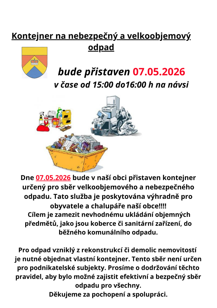 Kontejner na&nbsp;nebezpečný a&nbsp;velkoobjemový odpad 2026
